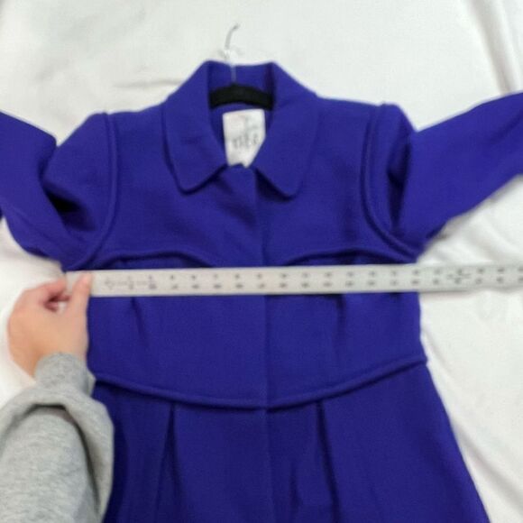 Tibi Purple Wool Snap Button Dress Pea‎ Coat Sz 6 - Picture 9 of 11